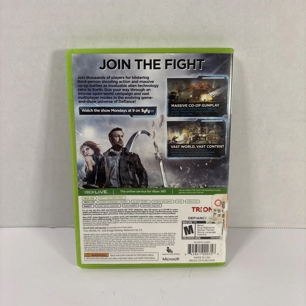 Defiance Xbox 360 Game Complete CIB Tested Working Microsoft